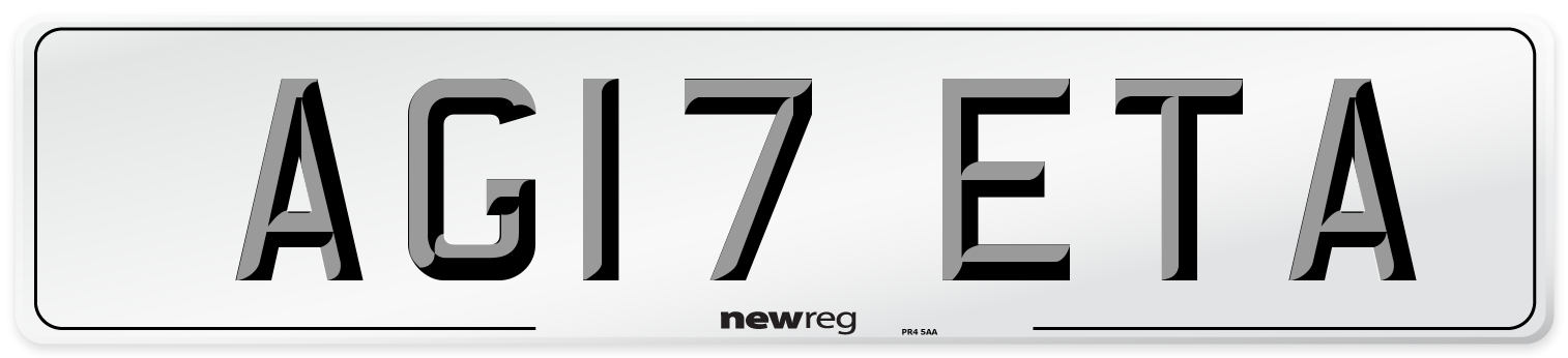 AG17 ETA Number Plate from New Reg